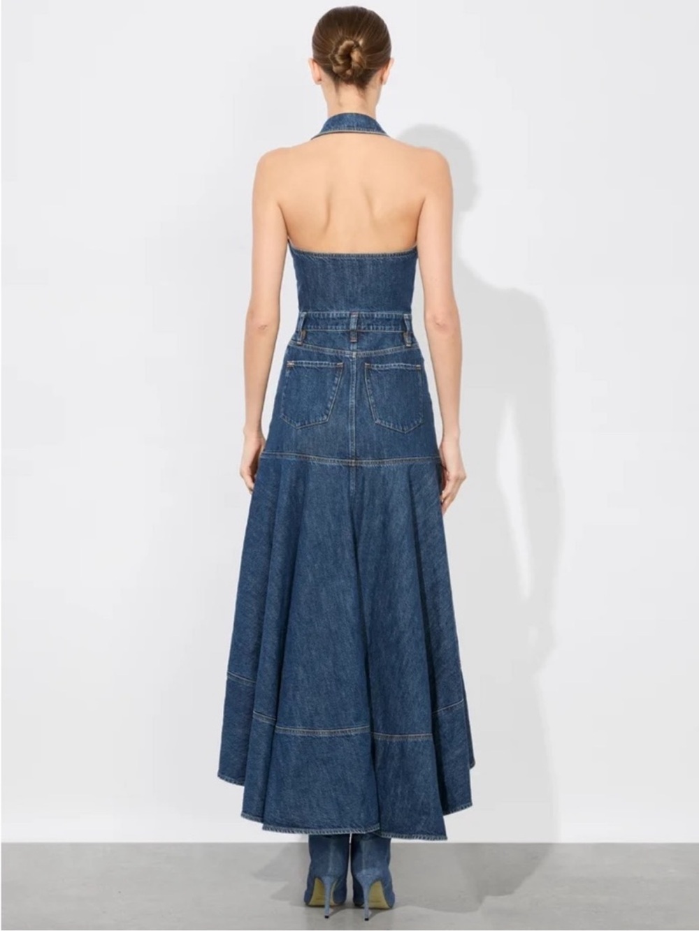 alice + olivia JUANA HIGH LOW DENIM DRESS - Picture 3 of 11